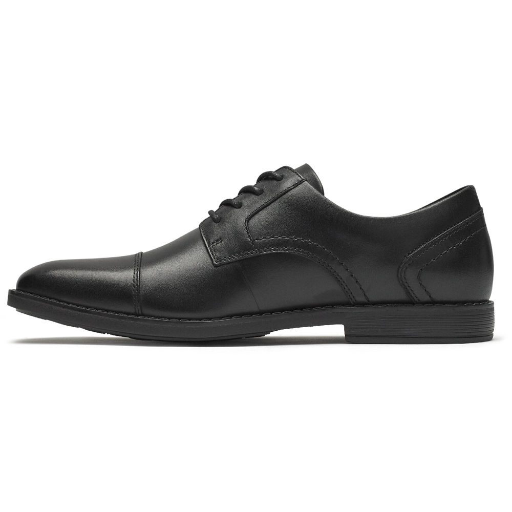 Rockport Singapore Mens Oxfords - Slayter Cap Toe Blucher Black - KA4630819